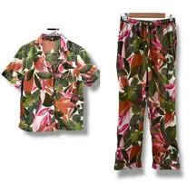 Tahari Pajama Set Women’s Size Small Leaf Print Button Shirt Pants Lounge‎