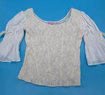 Marikka Nakk Lace Whimsigoth Boho Top Ivory  Size Small Vintage