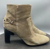 Tod's  Boots Womens Sz 10 Leather Suede Tan Heels Heeled Boots Designer Zipper