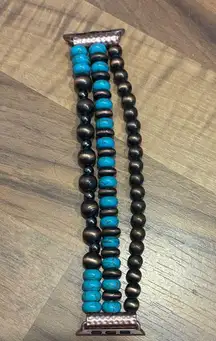 Apple smart watch bracelet band, Turquoise and Brown Beaded Preloved