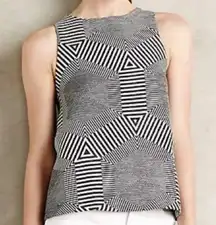 Anthropologie HD in Paris Black and White Geometric Tapestry Tank Top - Sz Small