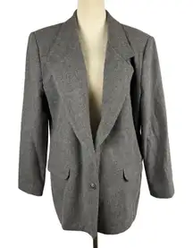 Vintage 90s‎ Alfred Dunner Wool Blazer Womens 14 Gray Professional Career Jacket