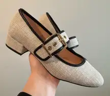 J Crew Teagan Mary Jane Heels in Spanish Canvas Size 7