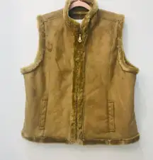 Faux Suede Fur Trim Vest brown/tan Size XL.