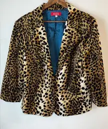 ALLEN BY ABS Women’s Leopard Print Velvet Blazer Jacket Plus Size 18W