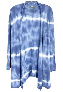 Neiman‎ Marcus Medium Cardigan Sweater Open Front Knit Blue Tie Dye Mid 356