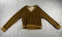 Women Velour V neck Sweatshirt Large Long Sleeve Steampunk Whimsigoth‎ Y2K USA