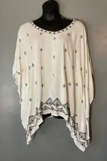 Lane Bryant White and Black Poncho blouse