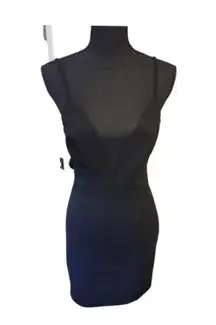 Tobi  Black Deep V Neck Body Con Mini Dress