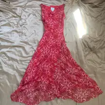 Red Pattered Maxi Cocktail Dress