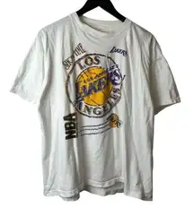 Los Angeles Lakers Graphic Tee Vintage 90s White Large L T Shirt