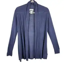 Rachel Zoe 100% Linen Navy Blue Long Sleeve Open Semi-Sheer Cardigan Size M