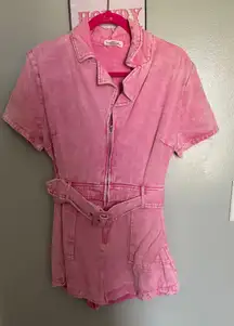 Pink Denim Romper