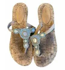 Tommy Bahama beaded leather and cork sandal