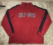 Tommy Hilfiger Women’s Vintage Red Quarter Zip Long Sleeve Sweater Size Large