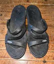 Crocs black ortho arch support sz 6 strappy wedge sandals