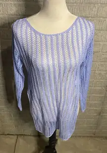 Womens Light Purple Long Sleeve Bathing Suit Cover Up Sheer Knit Top Size‎ XS