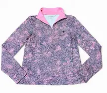 Lilly Pulitzer Skipper Popover 1/2 Half Zip UPF Pink Blue Small Buttery Soft