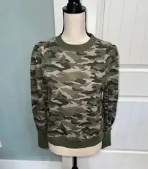 Banana Republic Camo puff shoulder pullover sweatshirt size XS