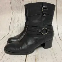 Leather Strapped Heeled Riding Boot