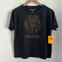 NWT Disney The Lion King Disney Theatrical Group Lion Head Rhinestone Tee Black