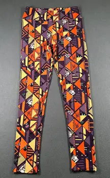 LuLaRoe Leggings One Size Halloween Print Orange Purple Skull Witch Geometric‎