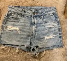 American Eagle Mom Shorts Size 0 Light Wash Distressed Womens