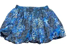 Invasion Blue Leopard Snake Print Bubble Skirt Women's 3X Elastic Waist Y2K
