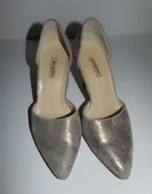 Paul Green Char D'Orsay Pumps Metallic Leather High Heel Dressy UK4.5/US 7 READ