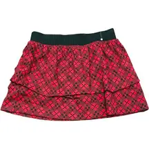 JUICY COUTURE Red Black Plaid Wool Cotton Elastic Waist Pull On Y2K Vibes Mini S