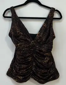 Miraclesuit Leopard Animal Print Women's Swim Top Tankini Size‎ 12 Shaping