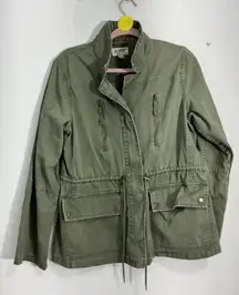 Womans Arizona Jeans XL Green Utility Jacket Zip Up
