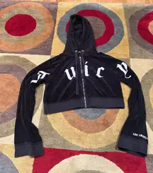 Juicy Couture Y2K Black Label Cropper Velour Tracksuit Jacket Zip Up Size Small