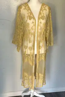 She + Sky Gold Embroidered Cardigan