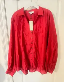 NWT Never Fully Dressed Vibrant Red Button Down Shirt