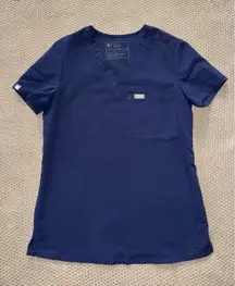 FIGS Women's Technical‎ Collection Scrub Top Blue Short Sleeve Button Up Sz 2XS