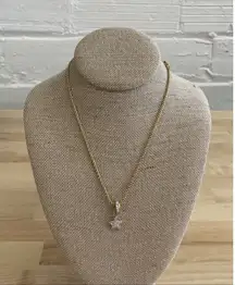 Swarovski Star Pendant 18" Necklace Gold Tone Clear Crystal Swan Signed Vintage