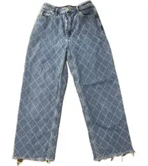Hollister Ultra High Rise Dad Blue Jeans Vintage Stretch Diamond Window Pane 3R