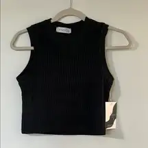 Black Ribbed two piece set- crop top and pants