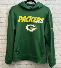 Nike Green Bay Packers Green Pullover Hoodie Logo Therma-Fit Size Small