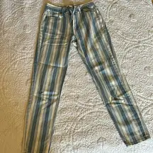 American Eagle White and Blue Striped  Jeans