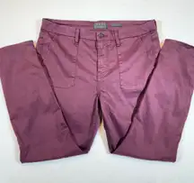 JEN7 by 7 For All Mankind Ankle Skinny Burgundy Pants Women Size 12