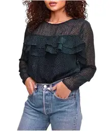 Women's Burnout Velvet Bodysuit Tiered Ruffles Forest
Green Size Medium