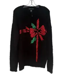 United States Sweaters Sequin Christmas Eyelash Sweater Womens Medium Black NWOT