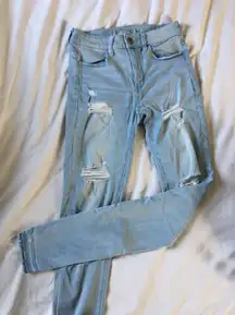 Light Wash Ripped Jeggings- 4 Extra Long!