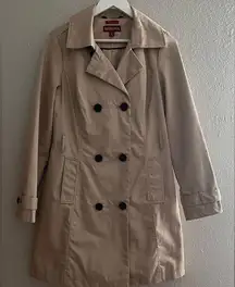 Merona  Water Repellent Khaki Double Breasted Long Trench Coat - Medium