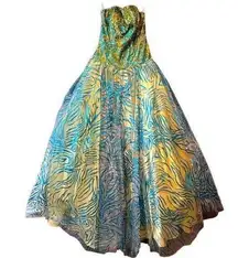 GORGEOUS LIME BLING FLAIR PROM STRAPLESS FORMAL DRESS BY HOUSE OF WU