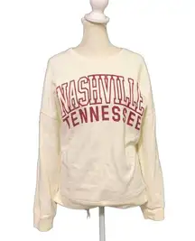 Ivory Nashville Tennessee Long Sleeve Pullover Crew Neck Sweater