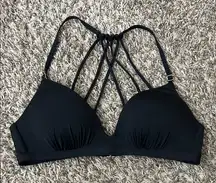 Athleta Black Strappy Back Detail Swim Bikini Top Sz S