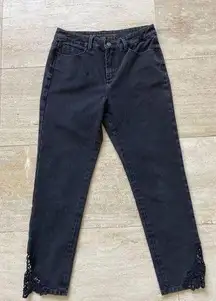 Soft Surroundings‎ Touch of Lace Black Ankle Jeans Pants Size 10